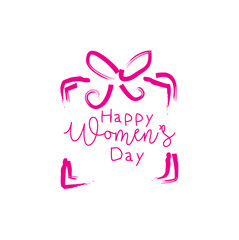 Fototapeta na wymiar Happy Women Day text lettering vector greeting 