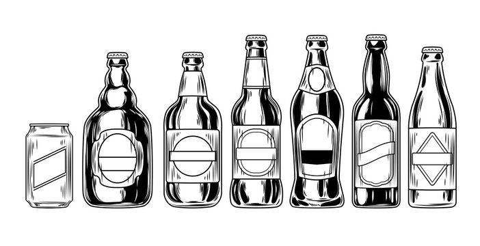 Set icons of beer bottles