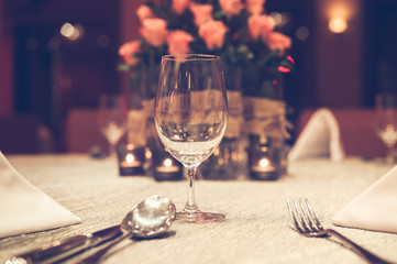 Romantic dinner setting  with process Vintage style