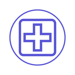 hospital, cross circular line icon. Round sign. Flat style vector symbol