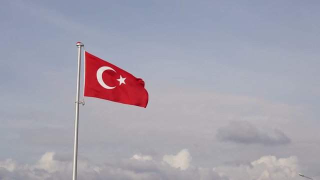 Turkish Flag with clouds 