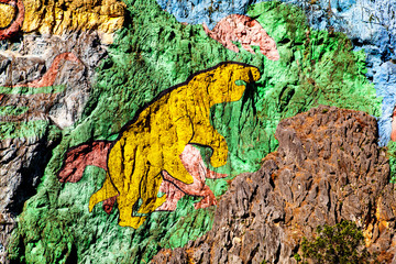 Prehistorical mural (Mirador) in Valle de Vinales, Cuba © Lena Wurm