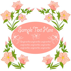 Greeting card with space for text, decorated with bouquets of flowers.