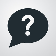 Icono plano burbuja interrogacion en fondo degradado