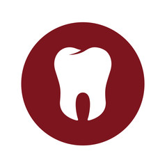 Icono plano muela en circulo granate