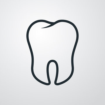 Icono plano linea muela en fondo degradado