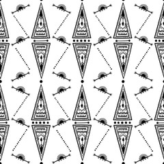 Handdrawn vector ethnic ornamental seamless pattern.