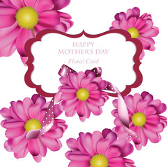 Spring pink flower card background. Beautiful Postcard for Weddings, Birthday, Anniversary. Vector illustration