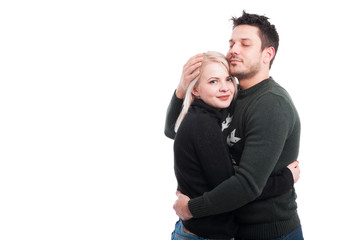 Young couple hugging each other