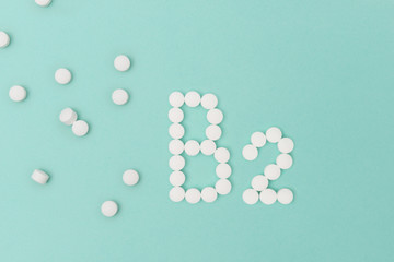 Vitamin B2 Pills Forming the Word 'B2'
