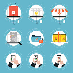 Set of flat business icons vector illustration. Icon collection for web banners and apps
