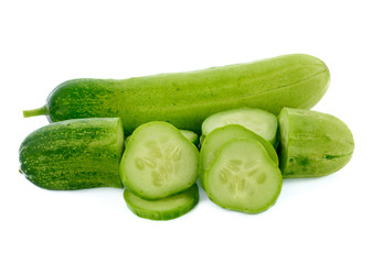 Fresh slice cucumber isolated on white background
