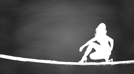 Frau in Pose | Silhouette | auf Kreidetafel