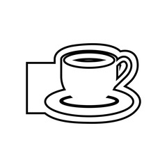 monochrome contour emblem of coffee cup vector illustration