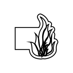 monochrome contour emblem with flame icon vector illustration