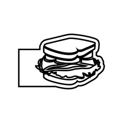 monochrome contour emblem with sandwich icon vector illustration
