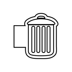 monochrome contour emblem with trash container vector illustration