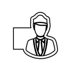Obraz premium monochrome contour emblem with flight attendant vector illustration