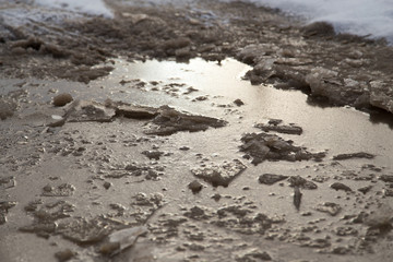 winter ice on the ground as a background