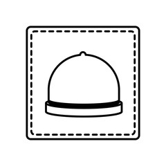 monochrome contour square and dotted line with cloche vector illustration