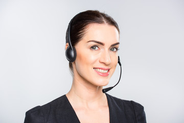 Young businesswoman in headset