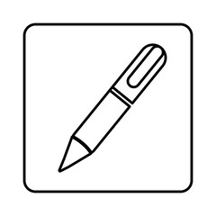 monochrome contour square with pen icon vector illustration