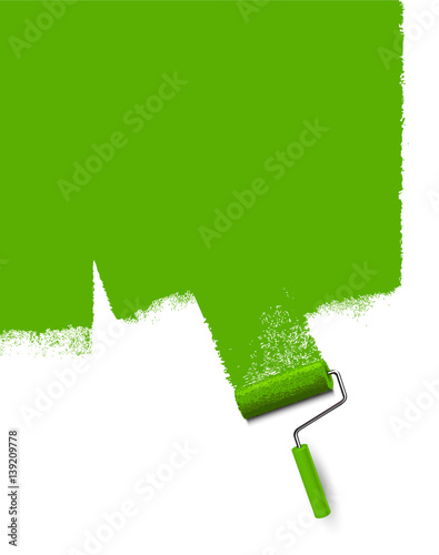 Wand Anstrich mit Farbroller - Grüne Fläche mit Textur