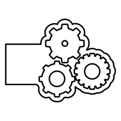 monochrome contour with gear of wheels and banner vector illustration