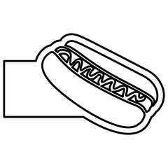 monochrome contour with hot dog with sauce and banner vector illustration