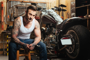 Young man looking at camera