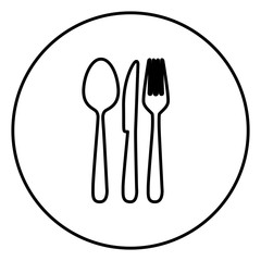 monochrome contour circular frame with cutlery icon vector illustration