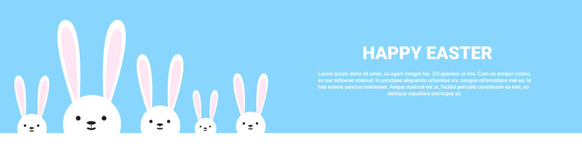 Rabbit Easter Holiday Bunny Symbols Greeting Card Vector Illustration