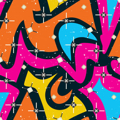 colored graffiti abstract pattern on a black background