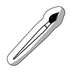 monochrome sticker silhouette with brush vector illustration