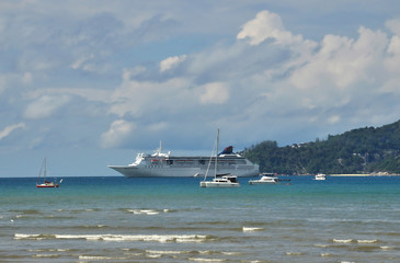 seascape with liners and yachts