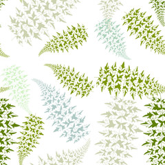 Fern frond silhouettes seamless pattern. Vector illustration