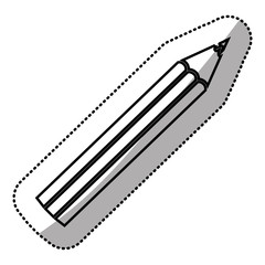 monochrome sticker silhouette with pencil vector illustration