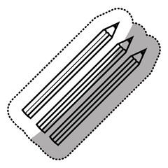 monochrome sticker silhouette with pencils set vector illustration