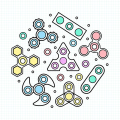 Hand Spinners illustration. Vector icons set
