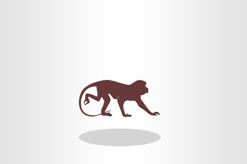 Illustration of monkey, side view walking