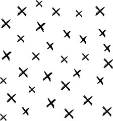 Seamless pattern with hand drawn cross shapes. Ink doodles.