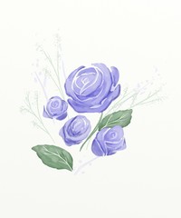 four lilac roses with two leaves