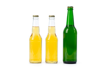 Set of beer bottles isolated