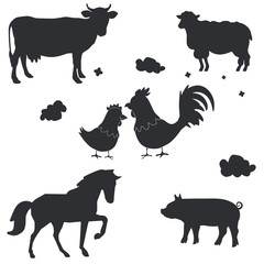 Set of cute farm animals