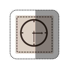 sticker monochrome square with wall clock vector illustration