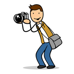 Cartoon Mann mit Kamera als Fotograf
