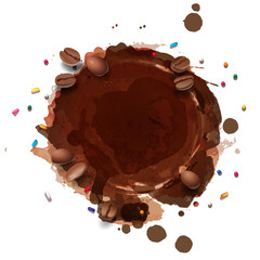 Vector illustration of a coffee stain, streaks.