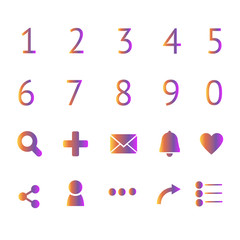 Icons for your website. The numbers, buttons