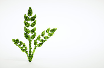 Green wheat sign isolated on white background. 3D illustration.