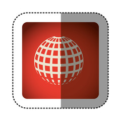 sticker color square with globe earth icon vector illustration